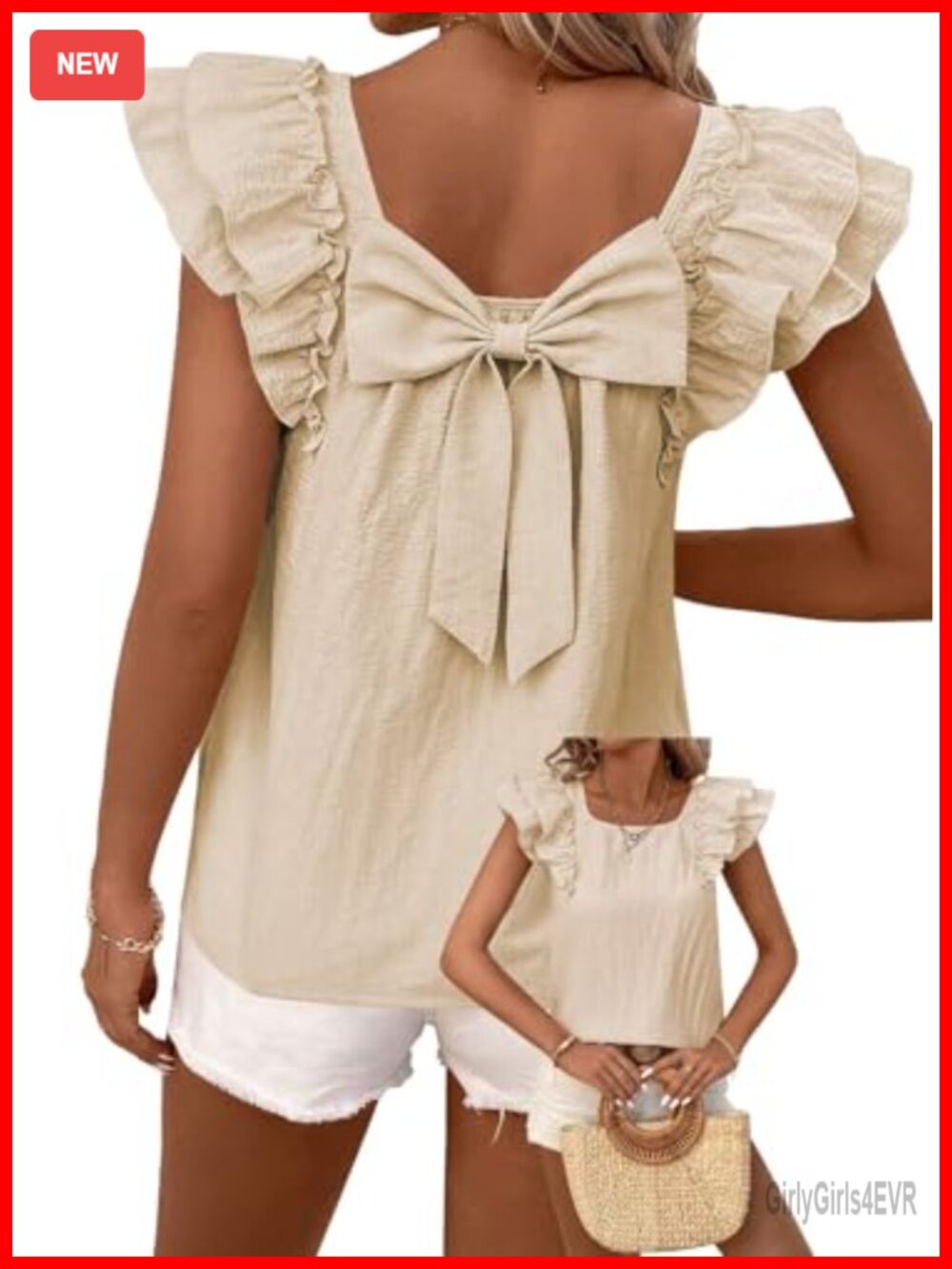 Womens Bow Tie Back Babydoll Top Ruffle Short Sleeve Pleated Blouse